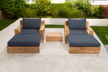 5 pc Pacific Teak Club Chair Chat Group with End Table. Sunbrella Cushion.