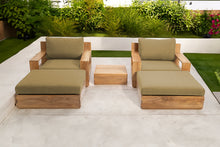 5 pc Pacific Teak Club Chair Chat Group with End Table. Sunbrella Cushion.