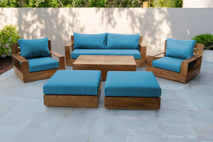 7 pc 84" Pacific Teak Deep Seating Set with 72" Coffee Table. Sunbrella Cushion.