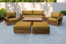 7 pc 84" Pacific Teak Deep Seating Set with 72" Coffee Table. Sunbrella Cushion.