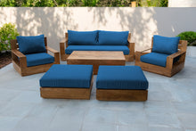 7 pc 84" Pacific Teak Deep Seating Set with 72" Coffee Table. Sunbrella Cushion.
