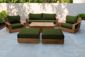 7 pc 84" Pacific Teak Deep Seating Set with 72" Coffee Table. Sunbrella Cushion.