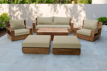 7 pc 84" Pacific Teak Deep Seating Set with 72" Coffee Table. Sunbrella Cushion.