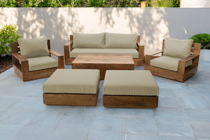 7 pc 84" Pacific Teak Deep Seating Set with 72" Coffee Table. Sunbrella Cushion.