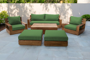 7 pc 84" Pacific Teak Deep Seating Set with 72" Coffee Table. Sunbrella Cushion.