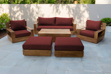 7 pc 84" Pacific Teak Deep Seating Set with 72" Coffee Table. Sunbrella Cushion.