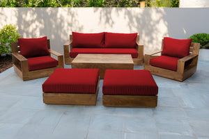 7 pc 84" Pacific Teak Deep Seating Set with 72" Coffee Table. Sunbrella Cushion.