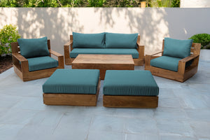 7 pc 84" Pacific Teak Deep Seating Set with 72" Coffee Table. Sunbrella Cushion.