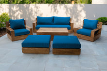 7 pc 84" Pacific Teak Deep Seating Set with 72" Coffee Table. Sunbrella Cushion.