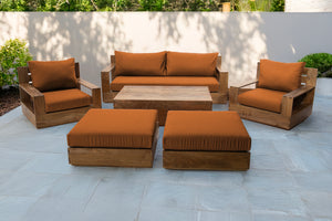 7 pc 84" Pacific Teak Deep Seating Set with 72" Coffee Table. Sunbrella Cushion.
