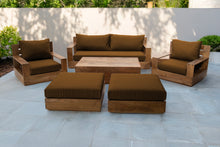 7 pc 84" Pacific Teak Deep Seating Set with 72" Coffee Table. Sunbrella Cushion.