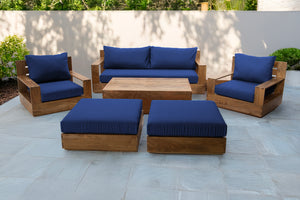 7 pc 84" Pacific Teak Deep Seating Set with 72" Coffee Table. Sunbrella Cushion.