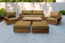 7 pc 84" Pacific Teak Deep Seating Set with 72" Coffee Table. Sunbrella Cushion.