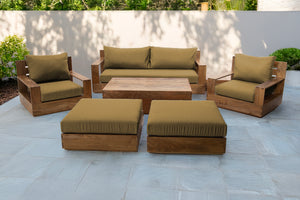 7 pc 84" Pacific Teak Deep Seating Set with 72" Coffee Table. Sunbrella Cushion.