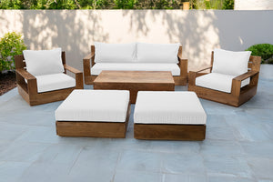 7 pc 84" Pacific Teak Deep Seating Set with 72" Coffee Table. Sunbrella Cushion.