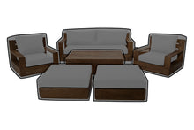 7 pc 84" Pacific Teak Deep Seating Set with 72" Coffee Table WeatherMAX Outdoor Weather Cover