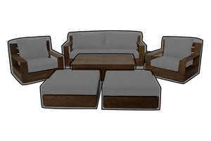 7 pc 84" Pacific Teak Deep Seating Set with 72" Coffee Table WeatherMAX Outdoor Weather Cover