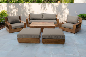 7 pc 84" Pacific Teak Deep Seating Set with 72" Coffee Table. Sunbrella Cushion.