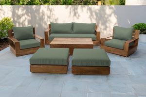 7 pc 84" Pacific Teak Deep Seating Set with 72" Coffee Table. Sunbrella Cushion.