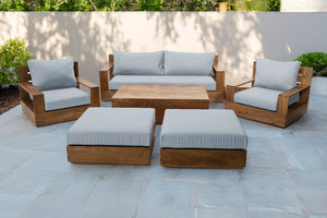 7 pc 84" Pacific Teak Deep Seating Set with 52" Coffee Table. Sunbrella Cushion.