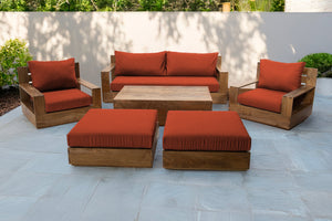 7 pc 84" Pacific Teak Deep Seating Set with 72" Coffee Table. Sunbrella Cushion.
