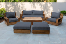 7 pc 84" Pacific Teak Deep Seating Set with 72" Coffee Table. Sunbrella Cushion.
