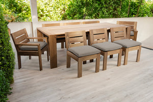 9 pc Pacific Teak Dining Set with 42" x 96" Rectangular Dining Table