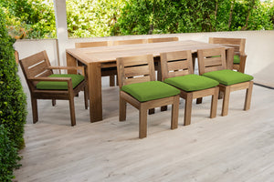 9 pc Pacific Teak Dining Set with 42" x 108" Rectangular Dining Table