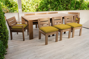 9 pc Pacific Teak Dining Set with 42" x 108" Rectangular Dining Table