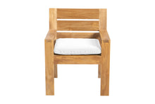 Set of 2 Pacific Teak Outdoor Dining Arm Chair. Sunbrella Cushion