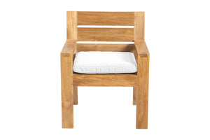 Set of 2 Pacific Teak Outdoor Dining Arm Chair. Sunbrella Cushion