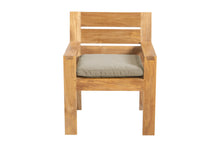 Set of 2 Pacific Teak Outdoor Dining Arm Chair. Sunbrella Cushion