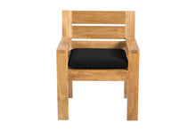 Set of 2 Pacific Teak Outdoor Dining Arm Chair. Sunbrella Cushion