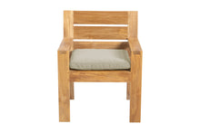 Set of 2 Pacific Teak Outdoor Dining Arm Chair. Sunbrella Cushion