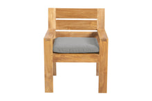 Set of 2 Pacific Teak Outdoor Dining Arm Chair. Sunbrella Cushion