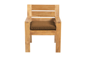 Set of 2 Pacific Teak Outdoor Dining Arm Chair. Sunbrella Cushion