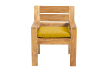 Set of 2 Pacific Teak Outdoor Dining Arm Chair. Sunbrella Cushion