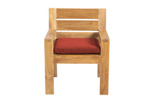 Set of 2 Pacific Teak Outdoor Dining Arm Chair. Sunbrella Cushion