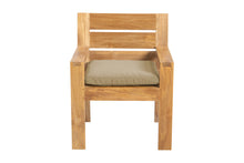 Set of 2 Pacific Teak Outdoor Dining Arm Chair. Sunbrella Cushion