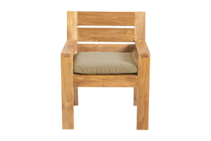 Set of 2 Pacific Teak Outdoor Dining Arm Chair. Sunbrella Cushion
