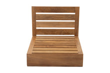 Pacific Teak Outdoor Armless Chair. Sunbrella Cushion