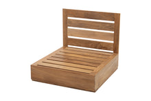 Pacific Teak Outdoor Armless Chair. Sunbrella Cushion