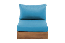 Pacific Teak Outdoor Armless Chair. Sunbrella Cushion