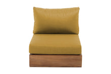 Pacific Teak Outdoor Armless Chair. Sunbrella Cushion