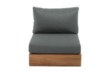 Pacific Teak Outdoor Armless Chair. Sunbrella Cushion