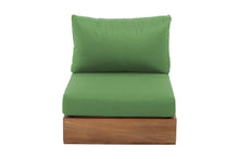 Pacific Teak Outdoor Armless Chair. Sunbrella Cushion
