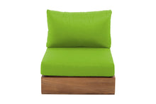 Pacific Teak Outdoor Armless Chair. Sunbrella Cushion