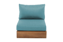 Pacific Teak Outdoor Armless Chair. Sunbrella Cushion