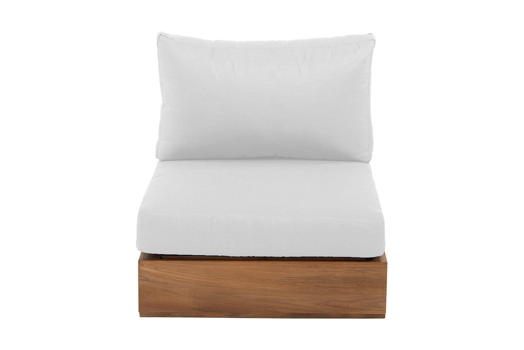 Pacific Teak Outdoor Armless Chair. Sunbrella Cushion