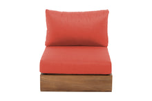 Pacific Teak Outdoor Armless Chair. Sunbrella Cushion